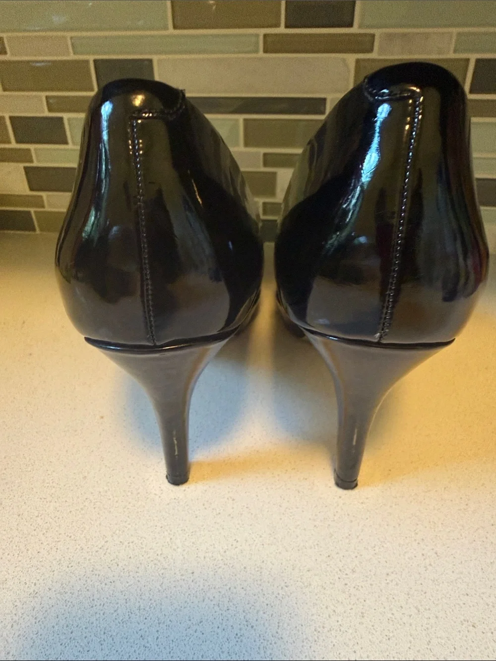 Madden Girl Black Patent Round-Toe High Heels